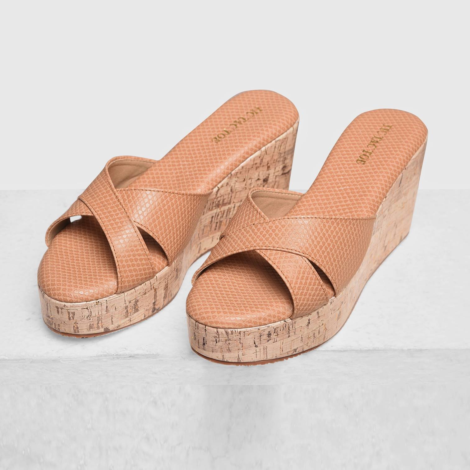 Beige Cross Wedge